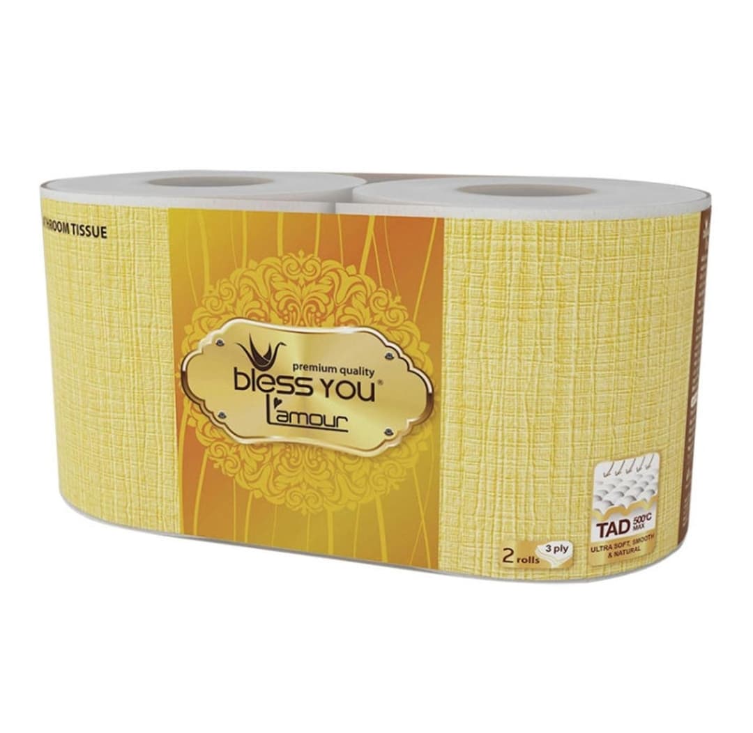 HCMGIẤY VỆ SINH BLESS YOU FEEL ME MÀU VÀNG 2 CUỘN