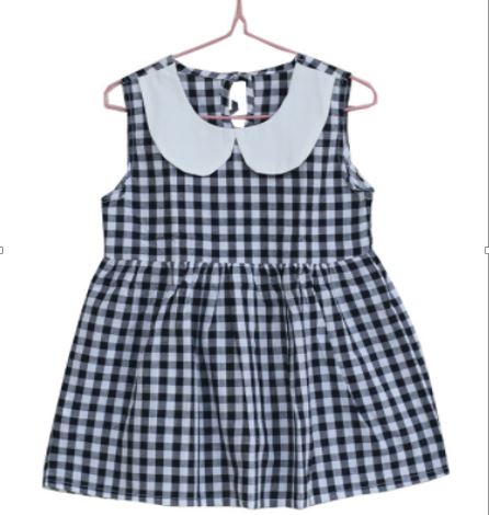 Váy kẻ không ống tay cho bé gái, chất liệu 100% cotton, mua 3 tặng1