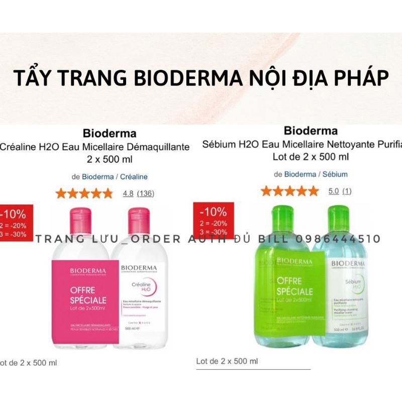 Trả order_ đủ bill tẩy trang bioderma bản nội địa pháp