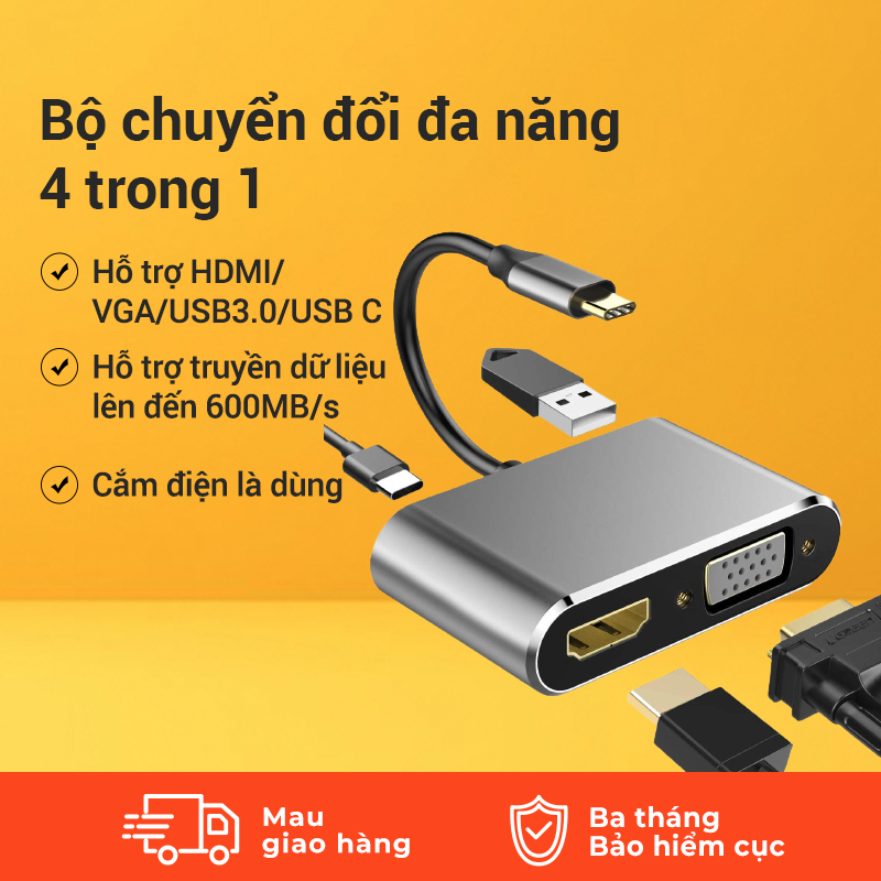 Usb type-c to usb-c 4k hdmi, vga usb 3.0, 3 trong 1, hỗ trợ ss mhl - hồ phạm
