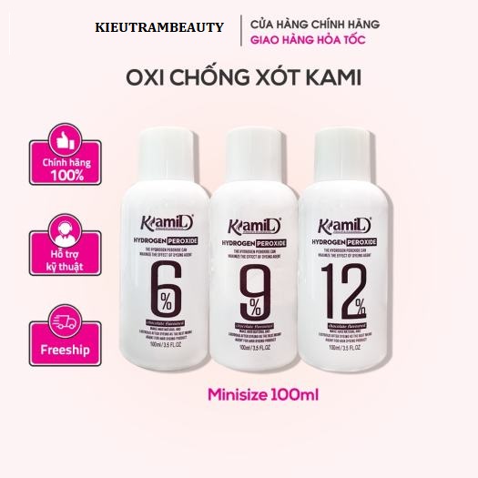 Chai Oxy Trợ nhuộm Kami - Chống xót da - chai chiết 100ml