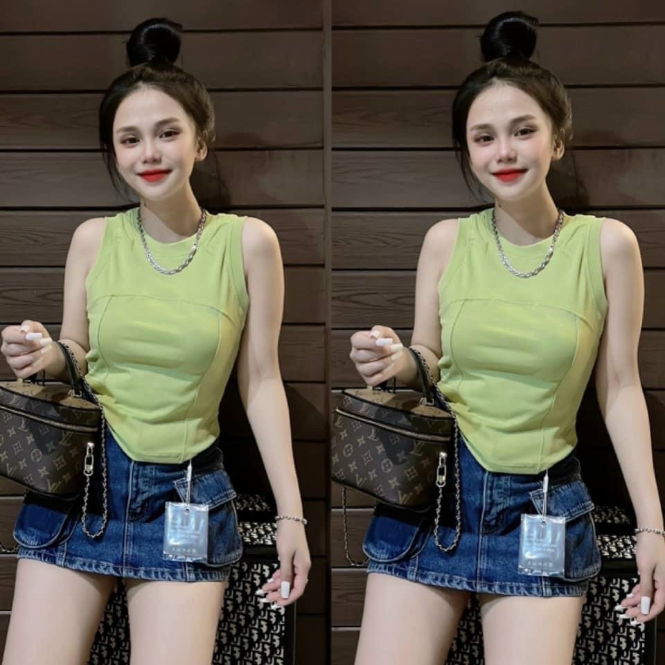 Áo thun ôm body sát nách nữ viền ngực