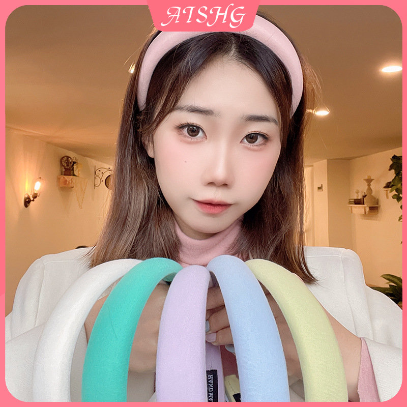 AISHGPhiên bản Hàn Quốc Cô gái màu kẹo rộng vành dày bằng bọt biển Trang điểm Khăn tắm Trang điểm Băng đô nữ thiết yếu