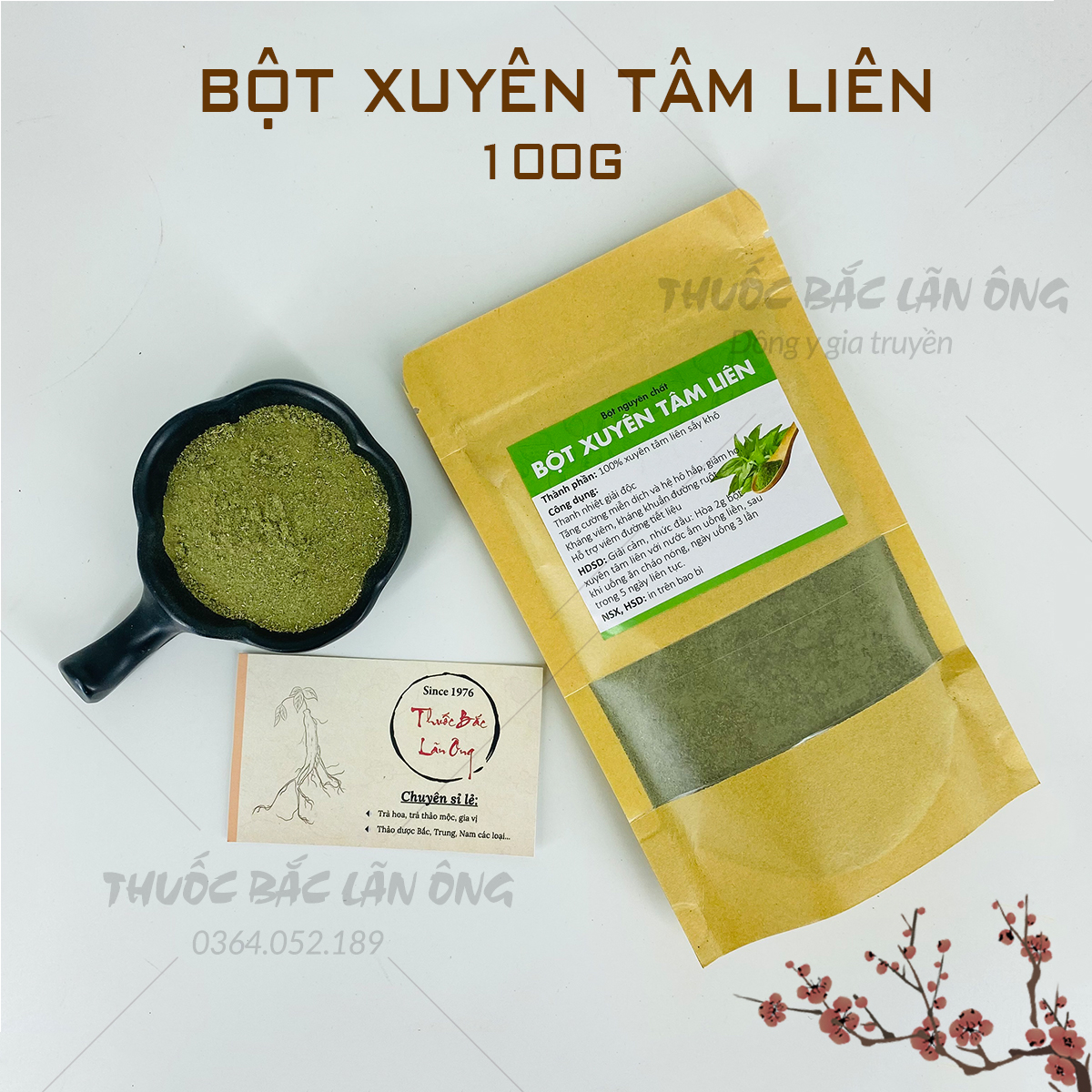 Bột thảo mộc xuyên tâm liên 100g