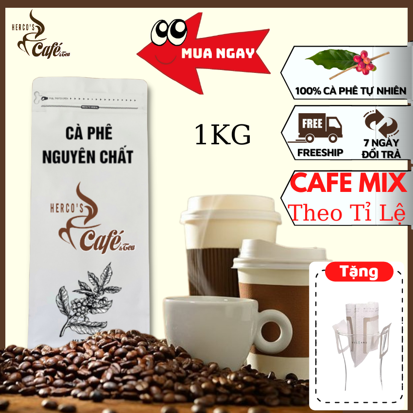 [FREE SHIP + TẶNG 2 PHIN GIẤY] 1KG Cà phê MIX Robusta & Arabica (100% ROBUSTA & ARABICA) nhiều tỉ lệ - pha phin -pha máy