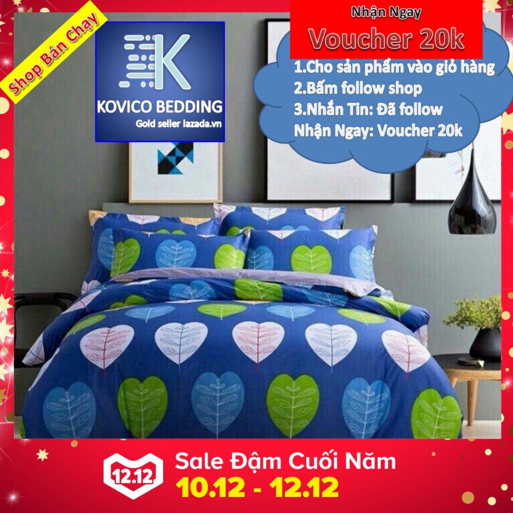 Bộ ga bọc lá tim xanh