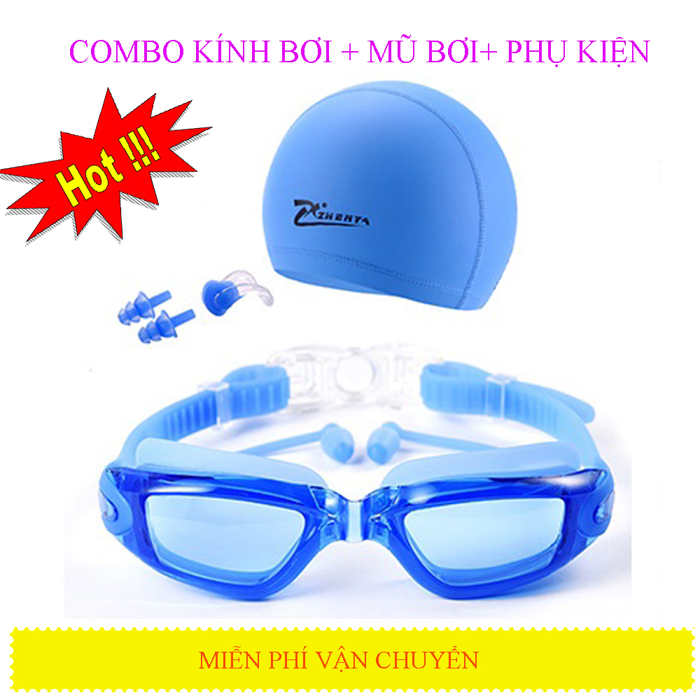 Combo kính bơi, mũ bơi, tặng kèm thêm nút bịt tai giúp ngăn nước vào tai, thiết kế nhỏ gọn, sang trọng, kiểu dáng thông minh hiện đại. Có nhiều màu cho các bạn lựa chọn. Giá rẻ bất ngờ cho mùa hè năm nay. Nhanh tay mua ngay!