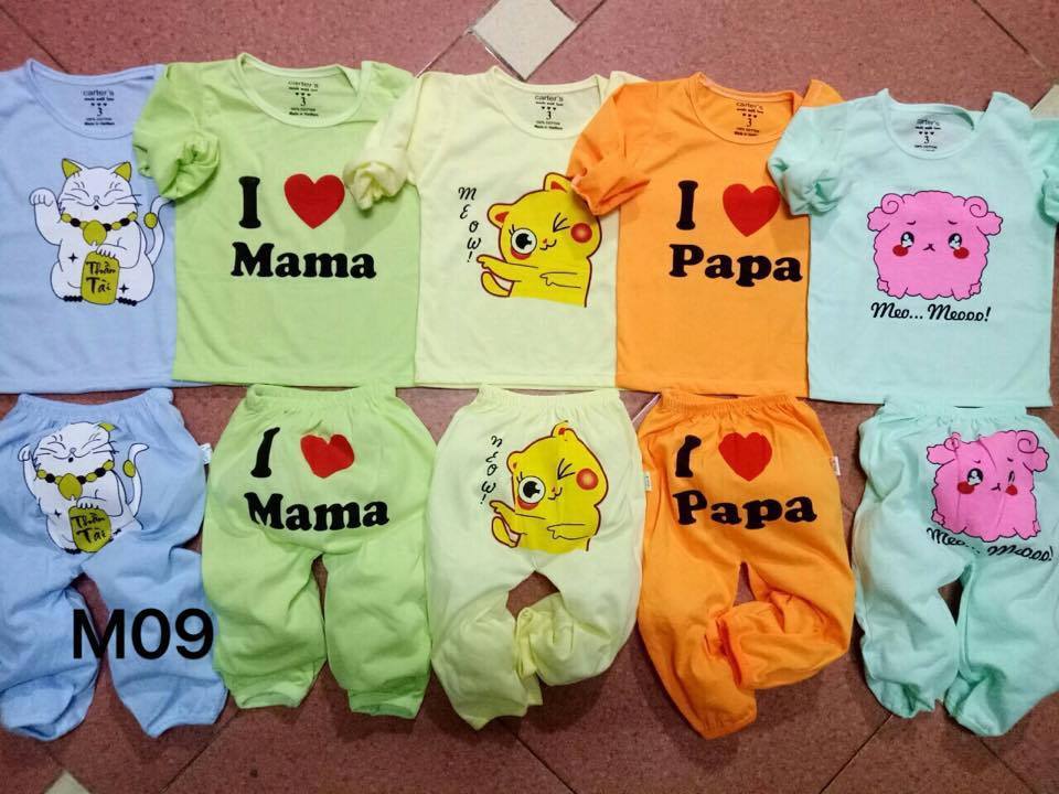Love bộ đồ love mama, sét 5 bộ cotton dài tay có cúc cài vai dành cho bé 3-14kg, bộ đồ bé trai bé trai bé gái tại namphong shop