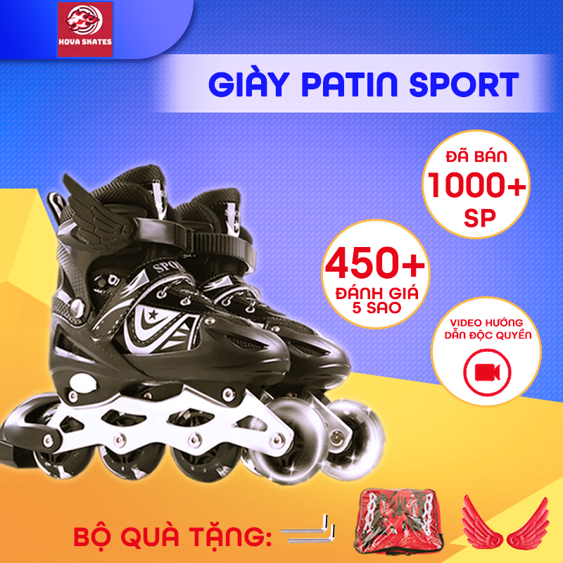 [Tặng bảo hộ] Giày trượt patin Sport điều chỉnh to nhỏ batin batanh trẻ em người lớn tặng túi