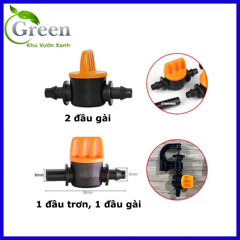 Van khóa ống 6mm cho hệ thống tưới cây tưới nhỏ giọt, phun sương, phun mưa