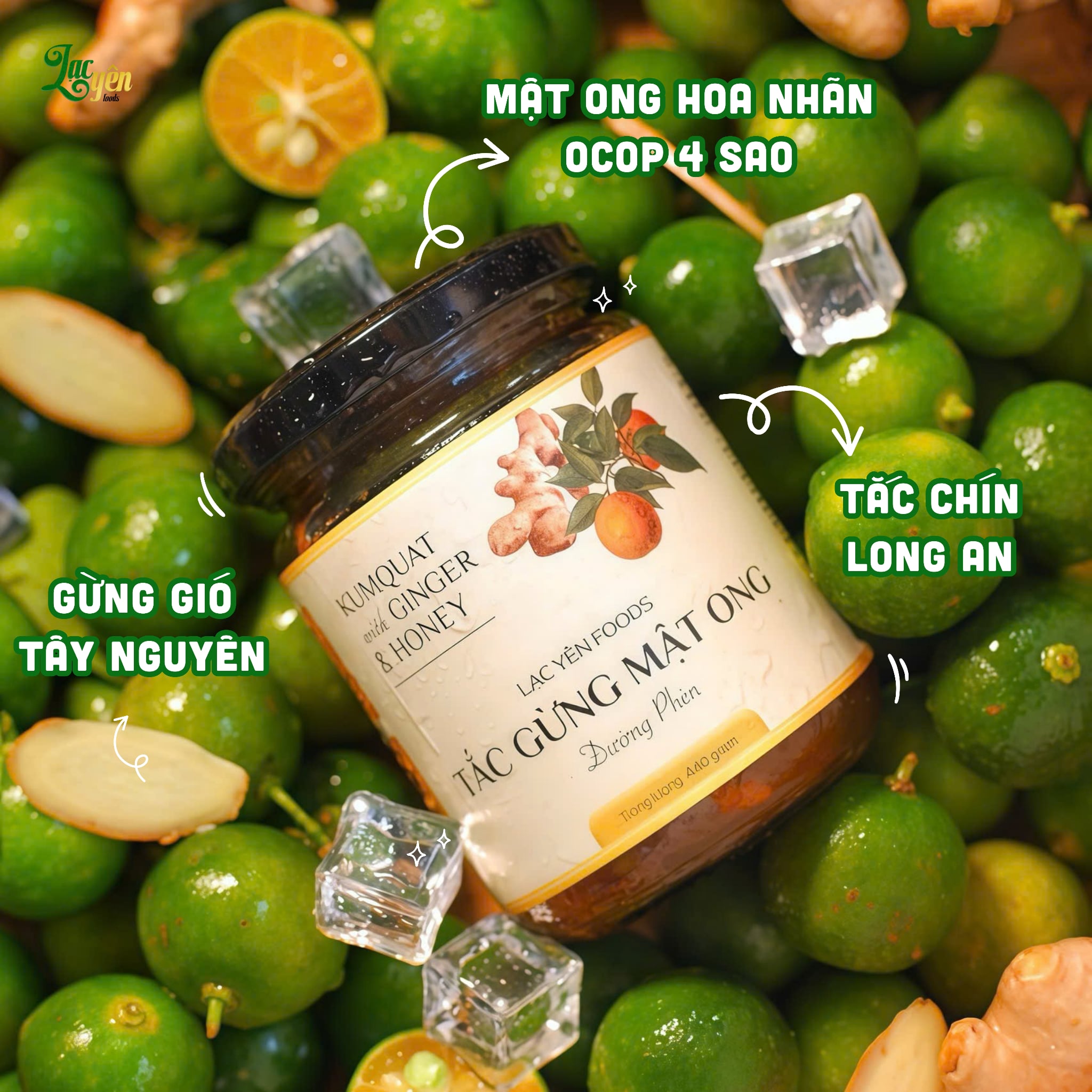 Combo 2 Hũ Tắc Gừng Mật Ong Đường Phèn Lạc Yên Foods, Kèm Quà Tặng