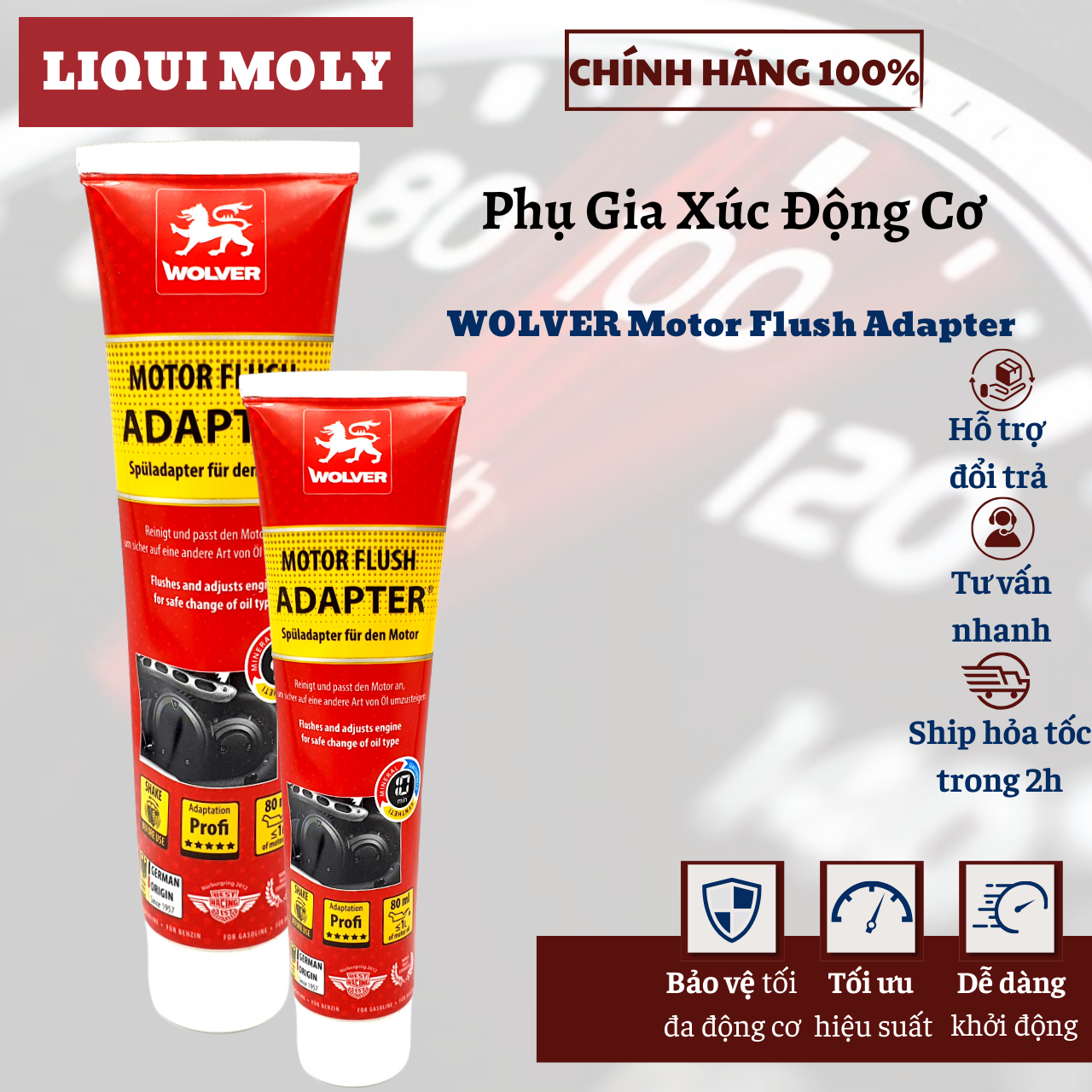 Súc động cơ Wolver Moto Flush Adapter 80ML