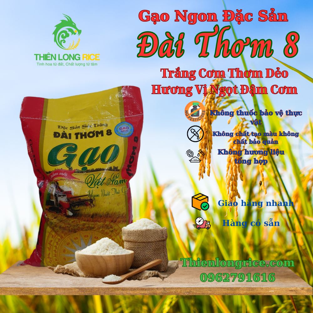 Gạo Đặc Sản Đài Thơm Túi 5 Kg Thơm Dẻo Đậm Cơm