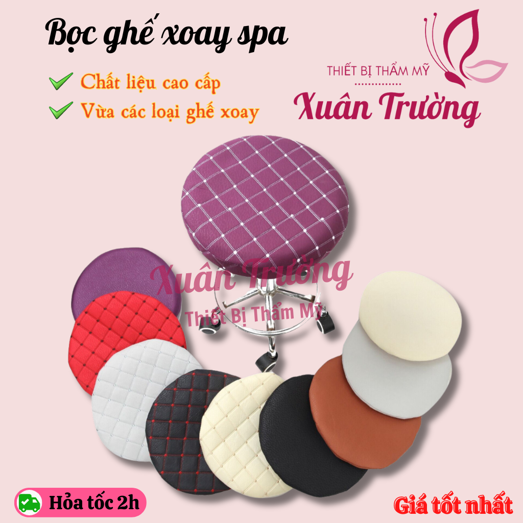 Bọc ghế xoay spa 3 lớp dày dặn loại đẹp | Bọc ghế múi xoay, ghế thường spa