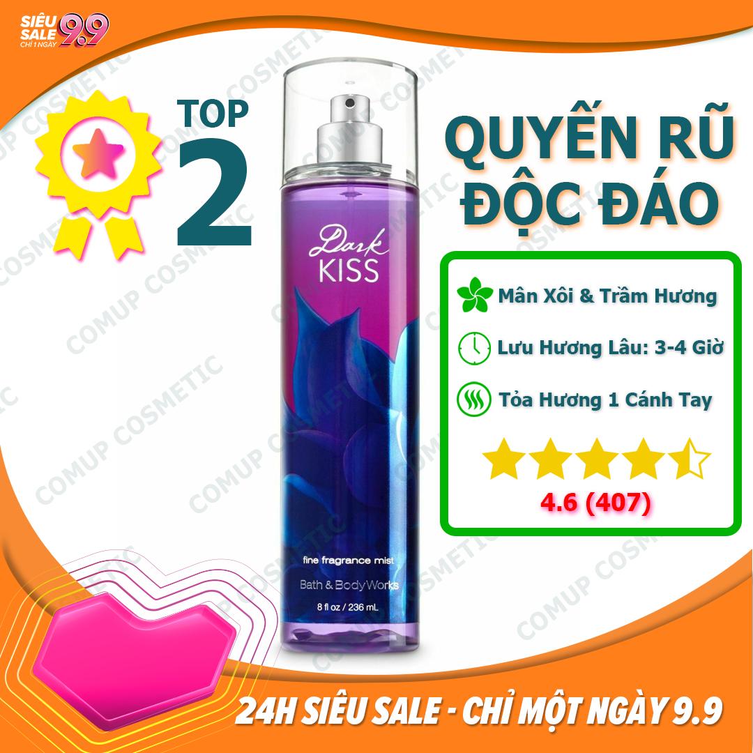Xịt Thơm Toàn Thân Body Mist Bath And Body Works Dark Kiss Hàng Xách Tay Từ Mỹ - Hương Hoa Cỏ (236ml)