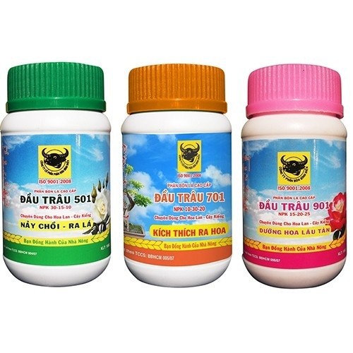 Bộ 3 Hủ Phân Bón Lá Đầu Trâu 3 Giai Đoạn chuyên dùng cho hoa lan và cây cảnh - 501-701-901
