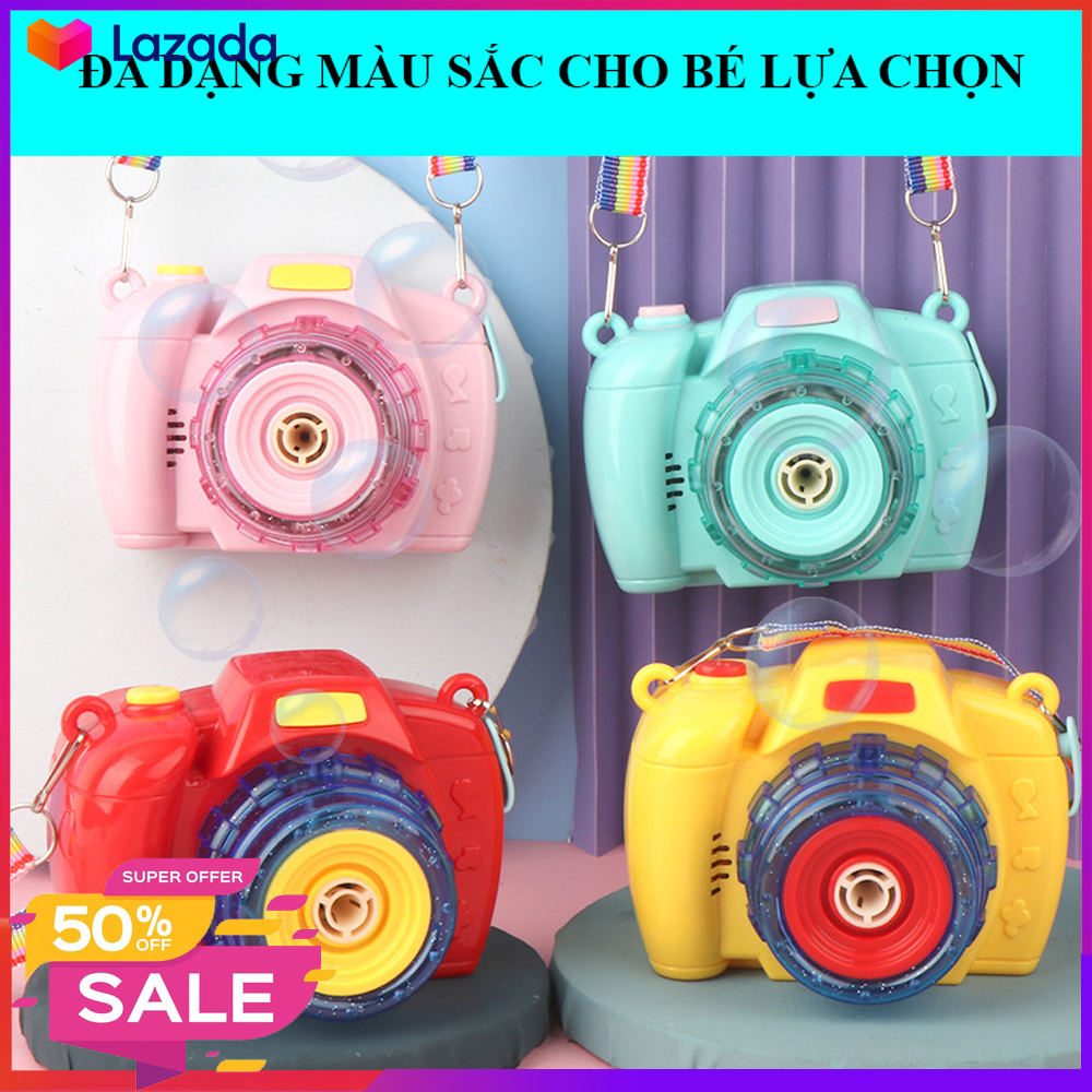 Máy Ảnh Thổi Bong Bóng Hiện Đại Cute - Thổi Tự Động, Có Nhạc, Đèn Siêu Hấp Dẫn - Quà Tặng Số 1 Cho Bé