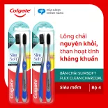 Bộ 4 bàn chải Colgate Slimsoft Flex Clean Charcoal nguyên khối than hoạt tính kháng vi khuẩn
