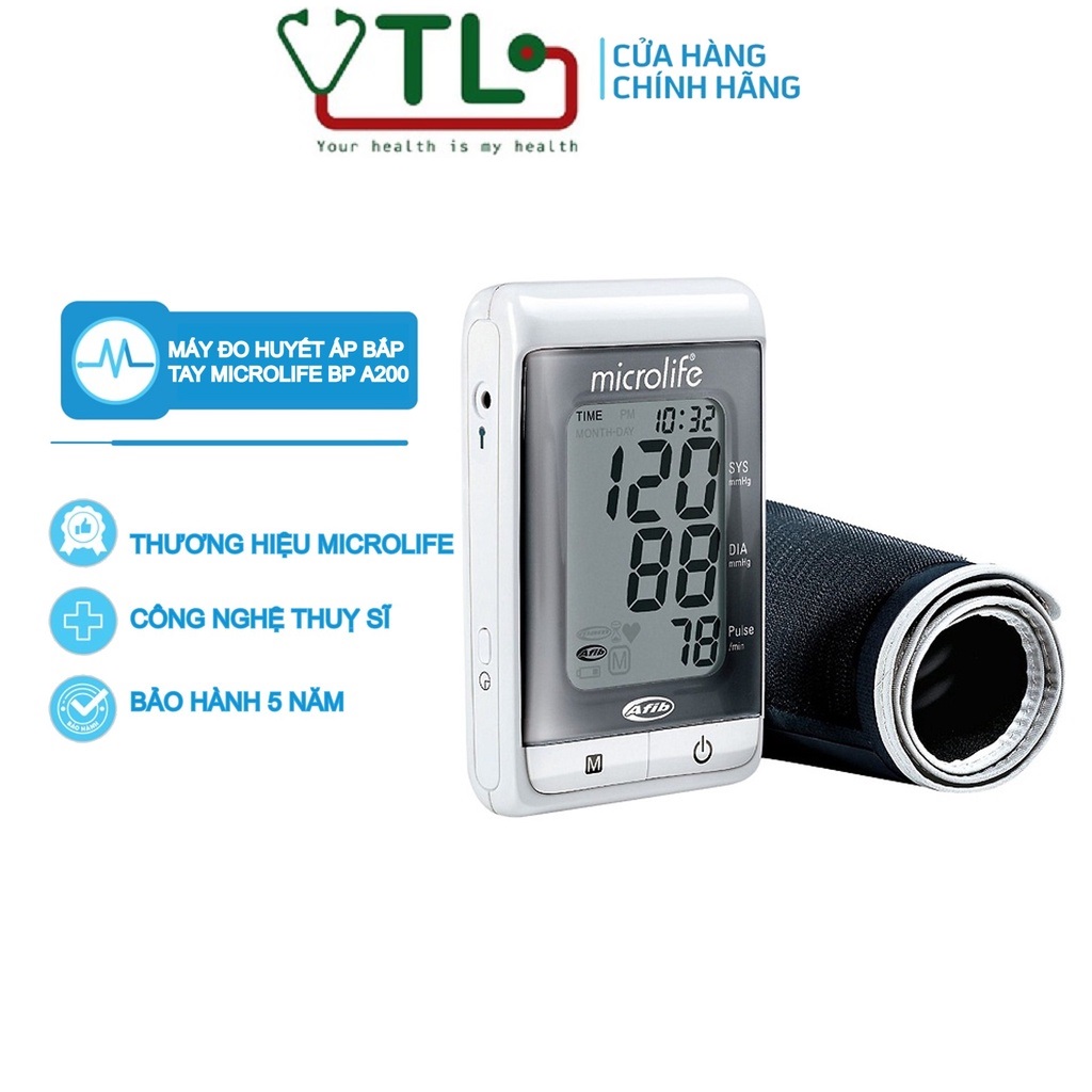 Máy đo huyết áp bắp tay microlife bp a200 afib trang bị công nghệ afib mới nhất giúp tầm soát rung nhĩ - ytl