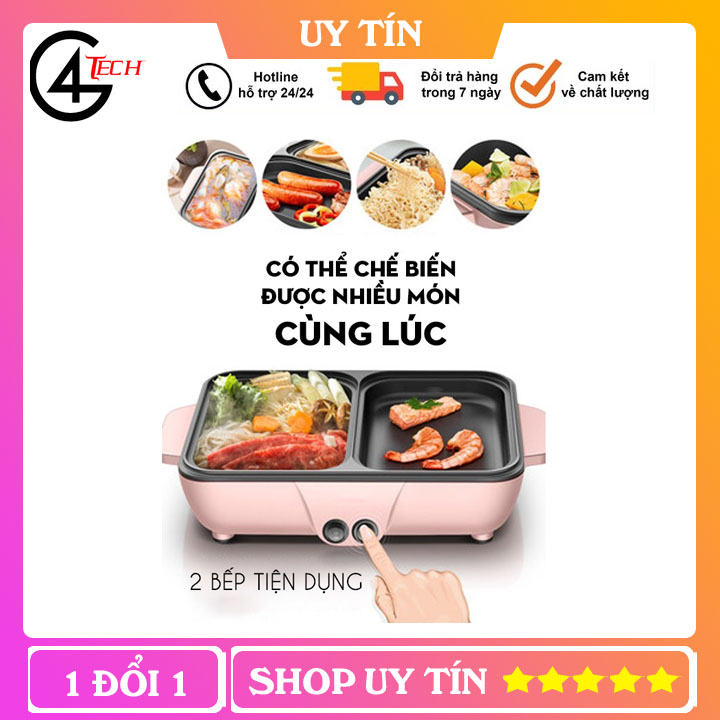 Nồi Lẩu Kiêm Nướng 2 in 1 Mini Hàn Quốc Đa Năng Cao Cấp Dùng Cho 1 -2 người ăn TVL006