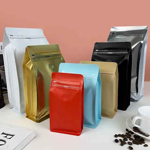 [1kg/size] -[ KHÔNG VALE] Túi 8 cạnh cafe - màu đỏ, đen, trắng sữa, bạc, đồng, giấy kraft