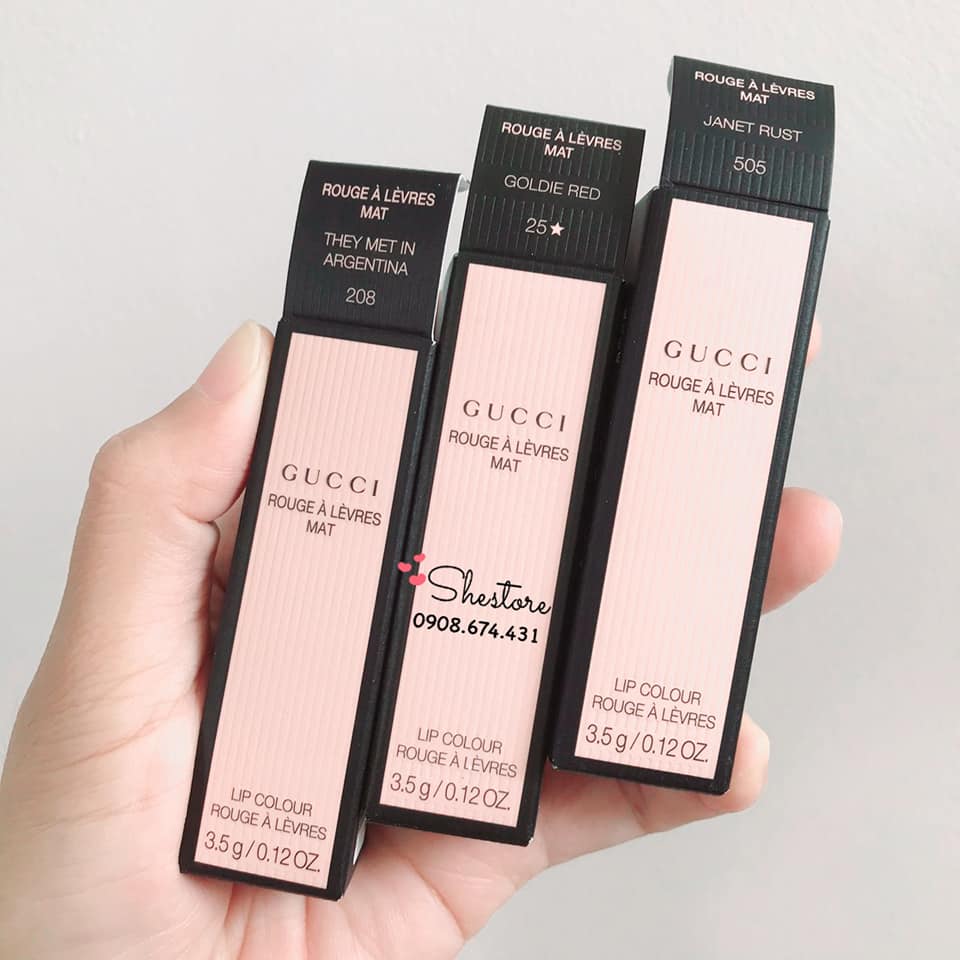 💋son thỏi lì gucci rouge a levres mat - màu 25 505 208 fullsize fullbox 💋