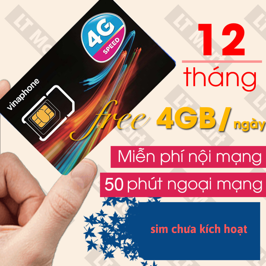 CHƯA KÍCH HOẠT.Sim 4G Vinaphone 12vd89/GV89 /Fhappy Miễn Phí 12 Tháng Tặng 4GB/Ngày Miễn Phí Nội Mạng50p ngoại mạng / Tháng Miễn Phí 12 tháng Không Cần Nạp Tiền