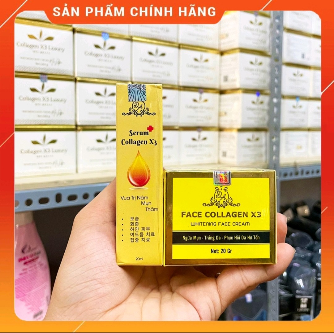 Combo Serum nám collagen X3 và Kem Face collagen Đông Anh X3 hàng cty bao check tem điện tử
