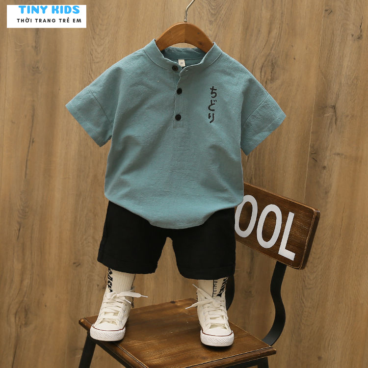 Bộ cộc tay cho bé trai, Đồ bộ bé trai chất đũi xước cao cấp cho bé từ 6-27kg - 2