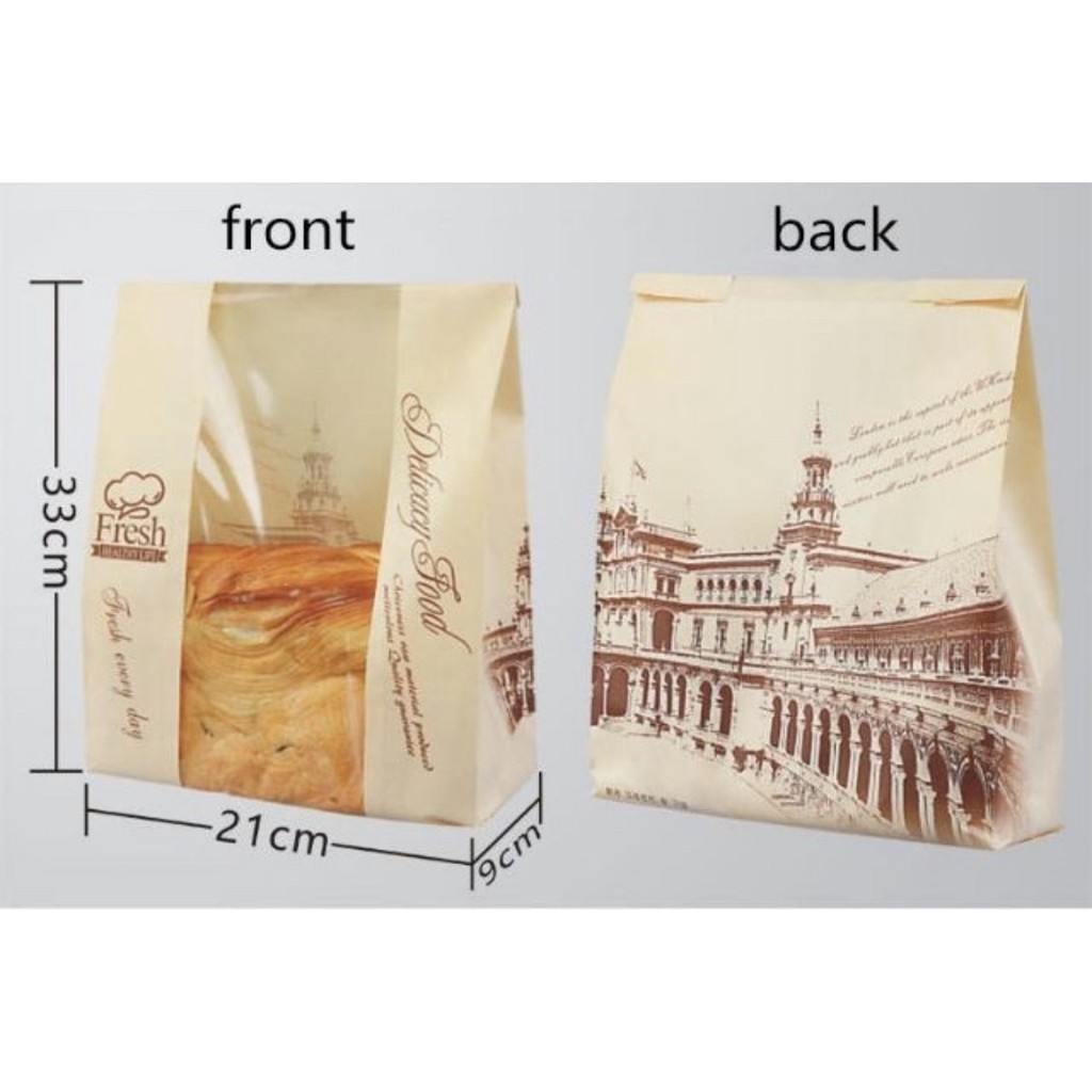 Túi bánh mì tòa nhà ngang size lớn 33x21x9cm