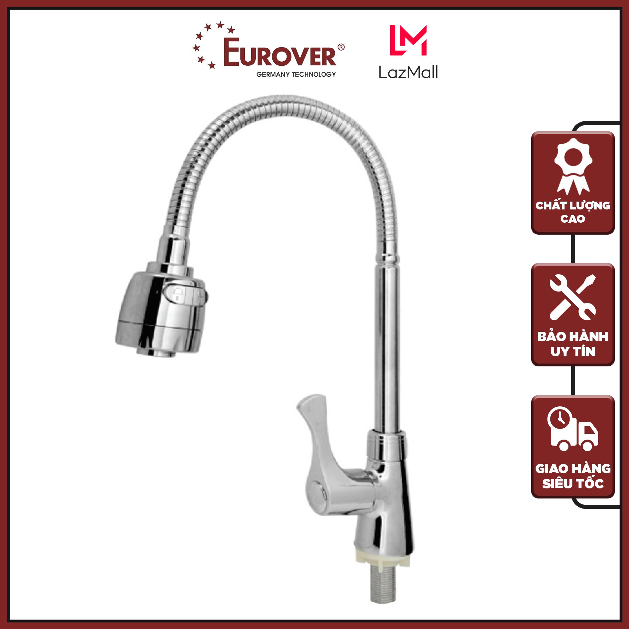 Freeship vòi rửa chén bát lạnh xoay 360 độ eurover ple-6012 đồng thau xi mạ niken+crome 3 lớp sáng bóng, cao cấp đạt , bảo hành 3 năm