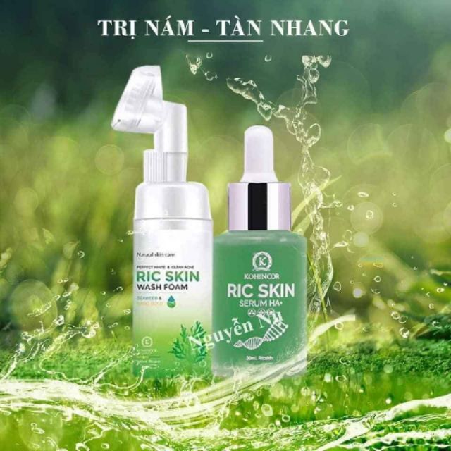 Combo serum và sữa rửa mặt ric skin loại bỏ mụn, nám, tàn nhan, dưỡng trắng da
