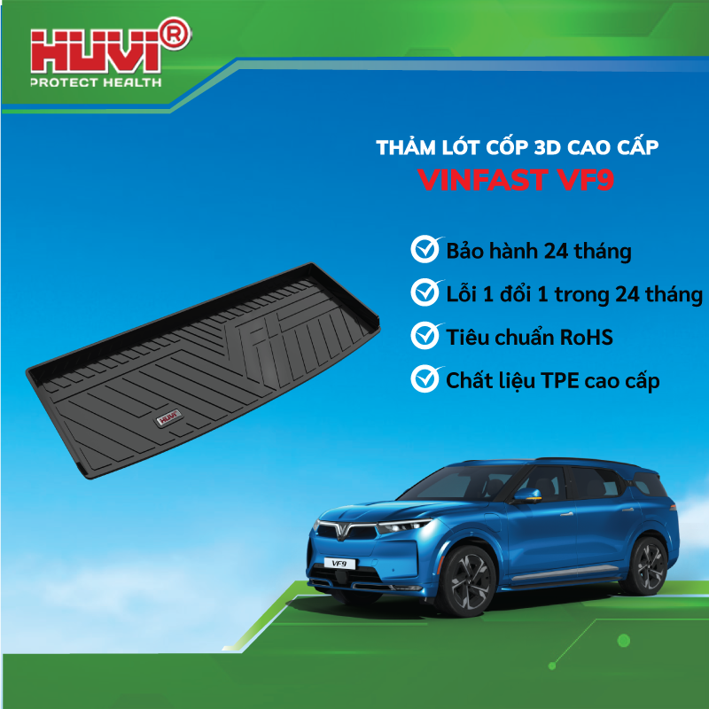 Thảm lót cốp ô tô Vinfast VF9 không thấm nước, không ẩm mốc, không mùi hôi