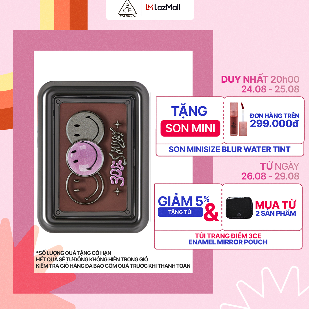 [phiên bản smiley) phấn má hồng 3ce new take face blusher #the motion mịn lì 4.5g