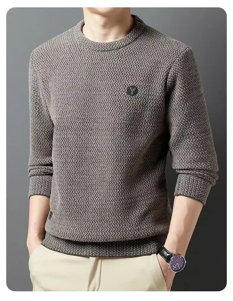 (Ảnh thật) Áo Len Nam Cổ Tròn Dệt Hạt Gạo, Chất Dày Dặn Mềm Mại, Lót Lông cực ấm - KENZA Shop