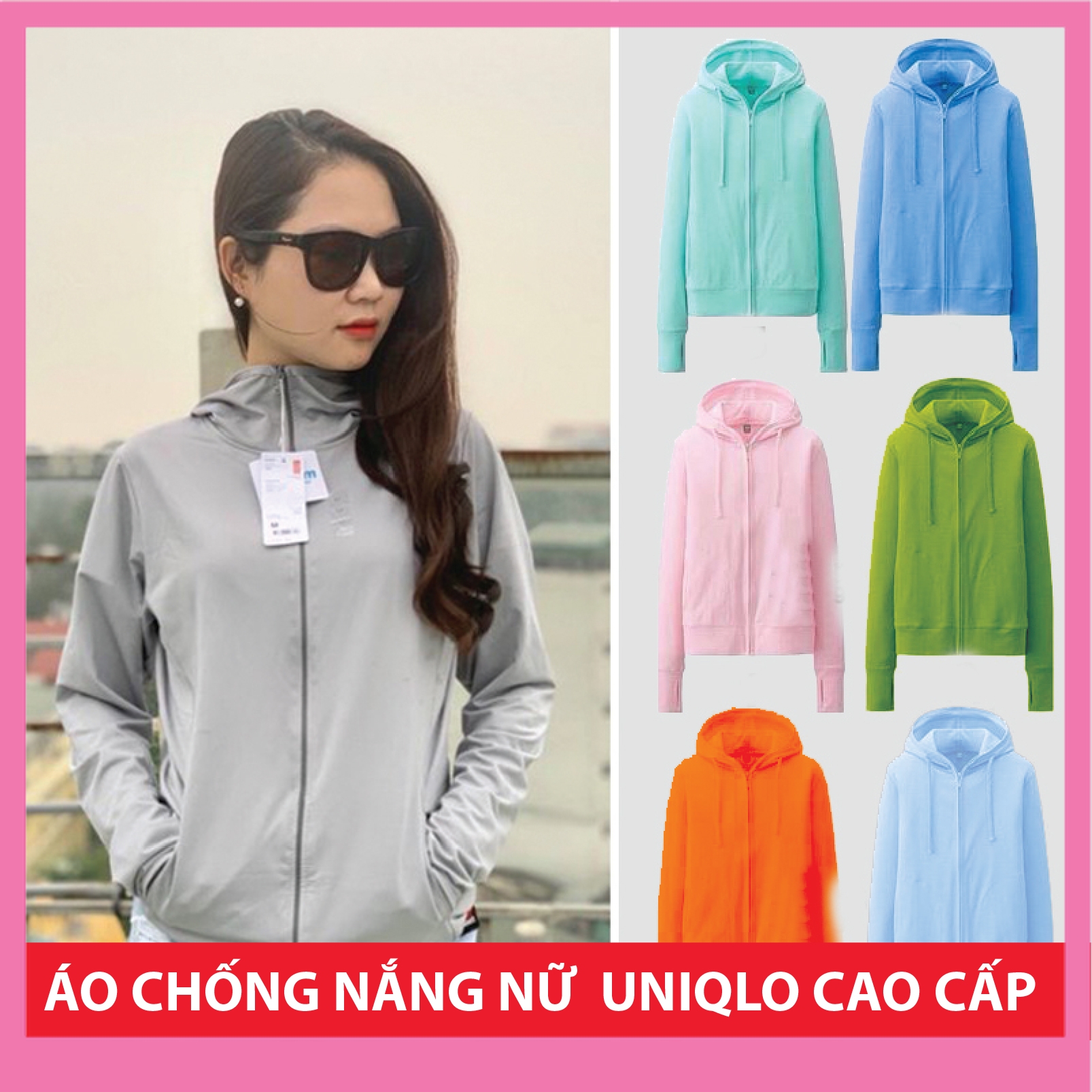 ÁO CHỐNG NẮNG NỮ THỜI TRANG 2 LỚP CÓ KHÓA KÉO MŨ TRÙM ĐẦU CÓ KHẨU TRANG KIỂU DÁNG THỂ THAO CHE BÀN TAY XỎ NGÓN ÁO THÔNG HỎI NỮ 4 TÚI THOÁNG MÁT CAO CẤP CHỐNG TIA UV TẢN NHIỆT CÓ TÚI ĐỰNG NHIỀU MÀU SINH VIÊN - VĂN PHÒNG