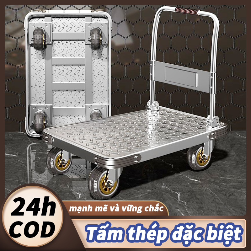 Xe đẩy hàng 4 bánh 300kg/xe day đẩy hàng/xe đẩy chở hàng/xe đẩy vận chuyển, xe kéo di động, xe đẩy gấp nhỏ, xe đẩy hành lý gấp gọn,xe kéo hàng gấp gọn,xe đẩy hàng 2 bánh,thích hợp di chuyển hàng hóa