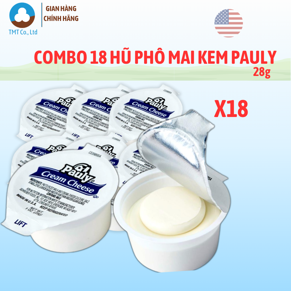 Combo 18 hũ Phô mai kem Pauly Cream Cheese 28g /hũ nhập khẩu Mỹ