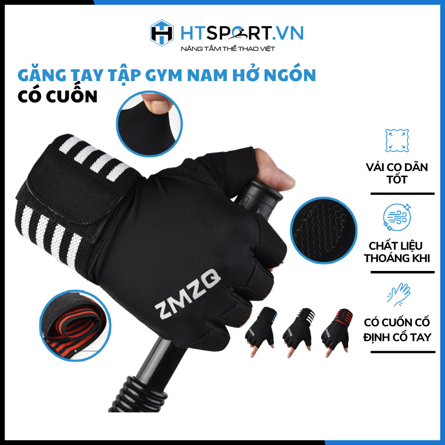 Găng Tay Tập Gym, Bao Tay Hở Ngón Tập Tạ Thể Hình Xà Đơn ZMZQ, Bảo Vệ Cổ Tay Tập Gym Nam Nữ Có Cuốn