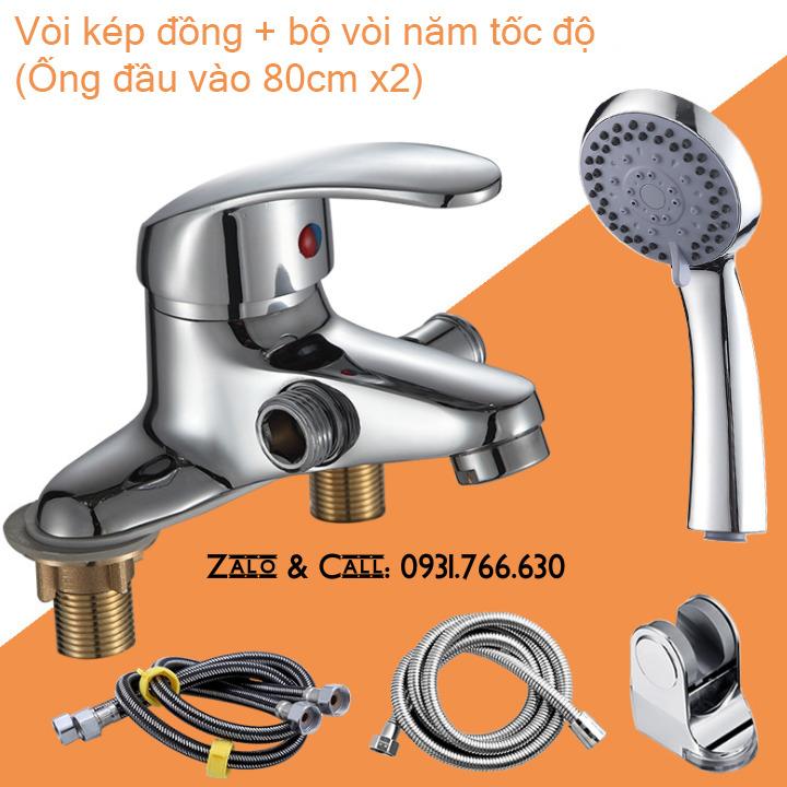 Bộ vòi chậu nước nóng lạnh cao cấp tặng kèm sen tay như hình