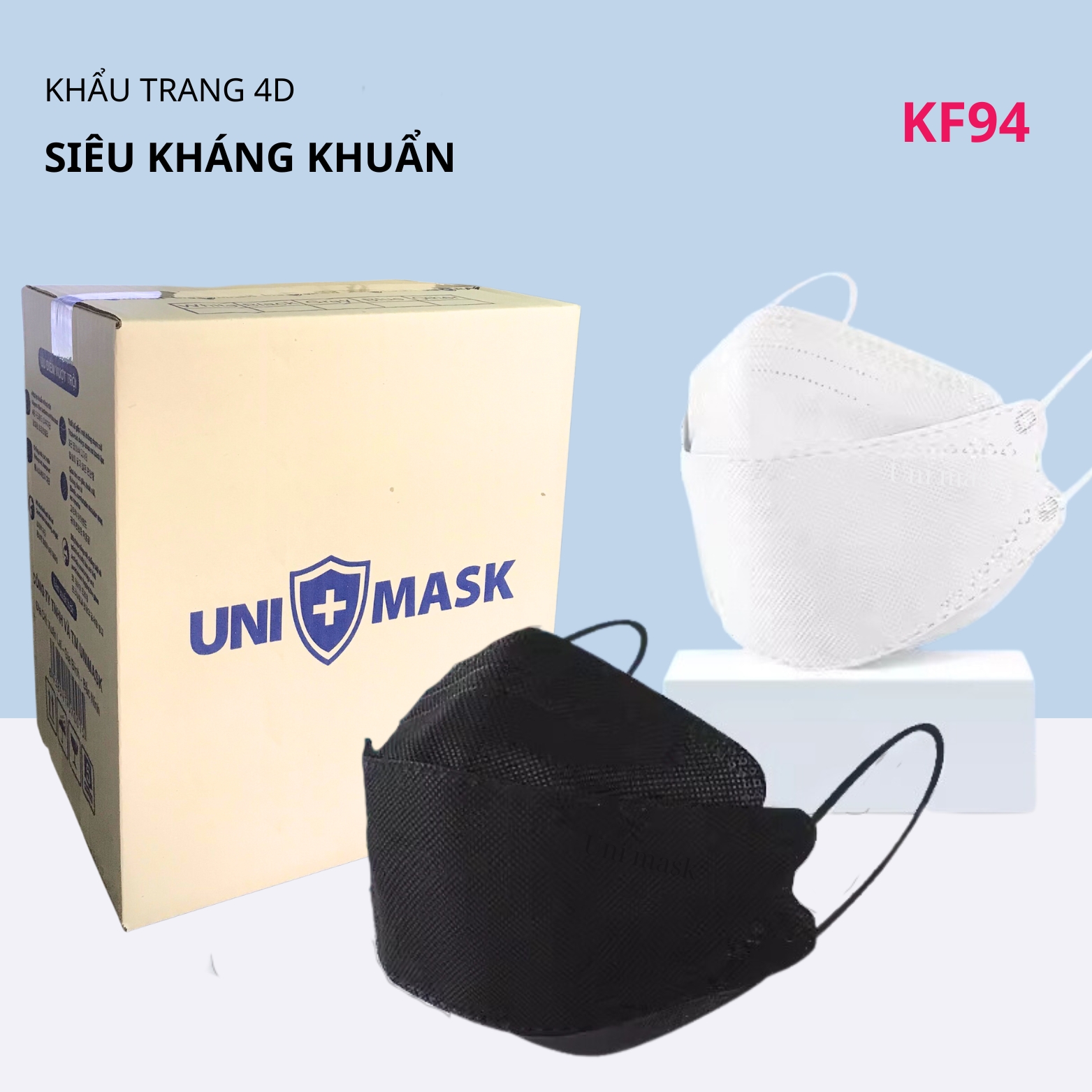 Thùng 300 Chiếc Khẩu Trang 4 Lớp KF94 UNI MASK Chống Bụi Mịn Và Kháng Khuẩn Hàng Cao Cấp Hàn Quốc