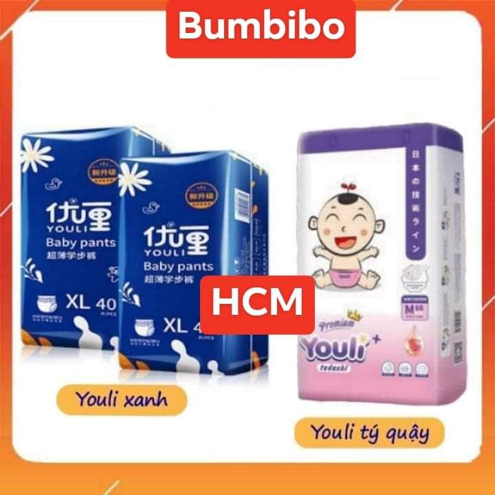 Tã quần youli tý quậy , youli xanh đủ size dán ,quần m88, l84,xl80,xxl72,xxxl68