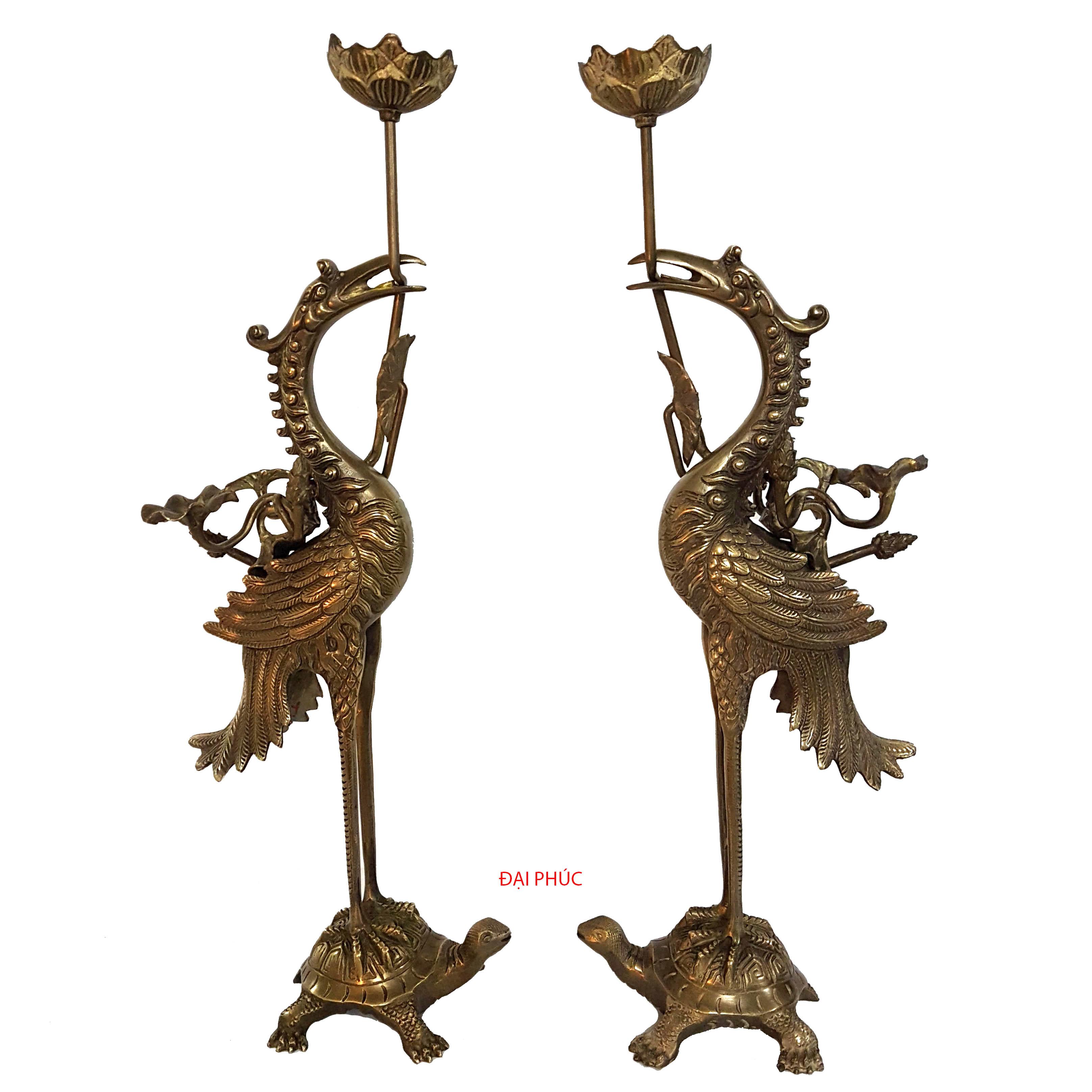 Đôi hạc cánh cao 53 cm màu đồng cổ