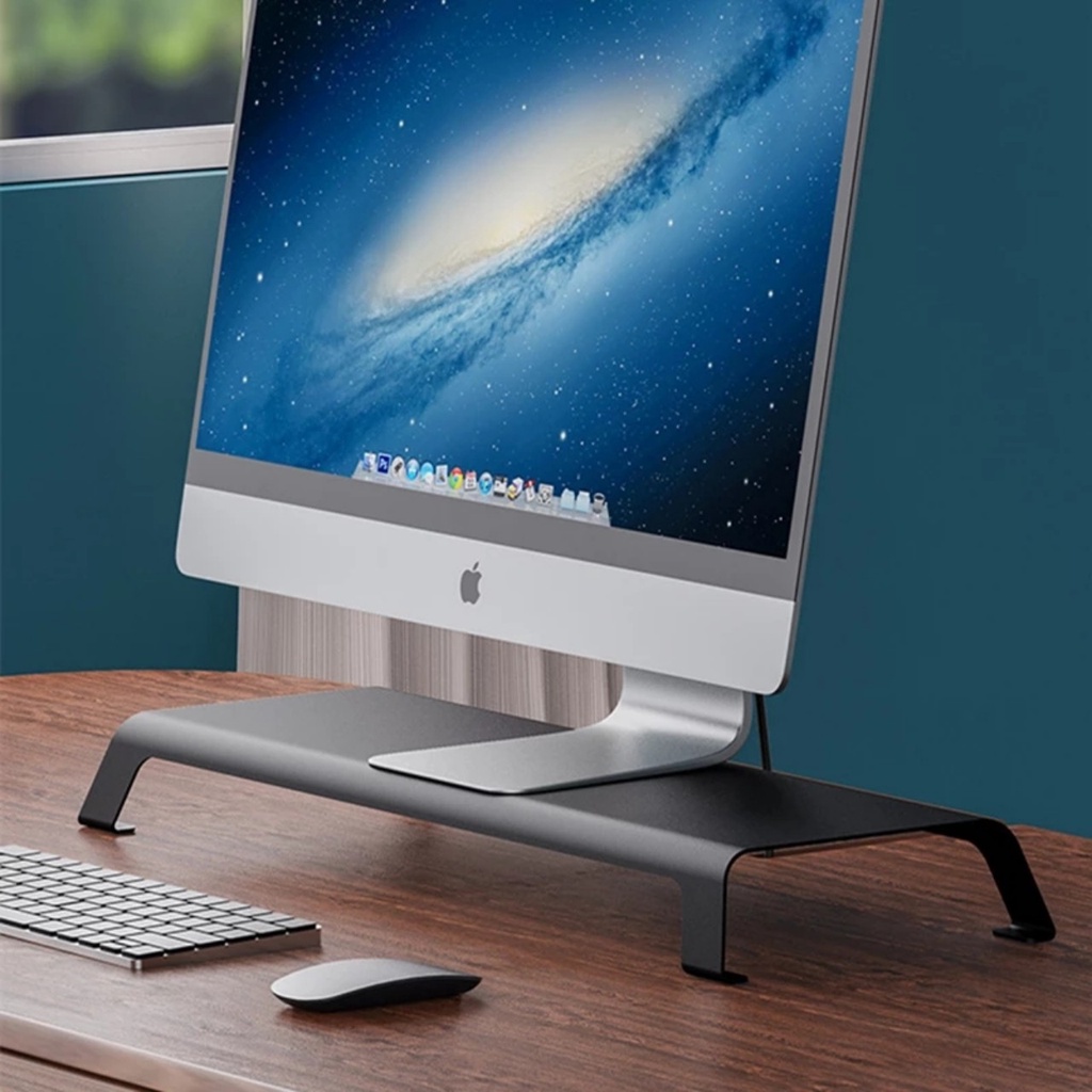Kệ kê màn hình máy tính pc, kê imac p23 nhôm nguyên khối cao cấp để bàn nâng chỉnh độ cao đặt bàn làm việc sang trọng.