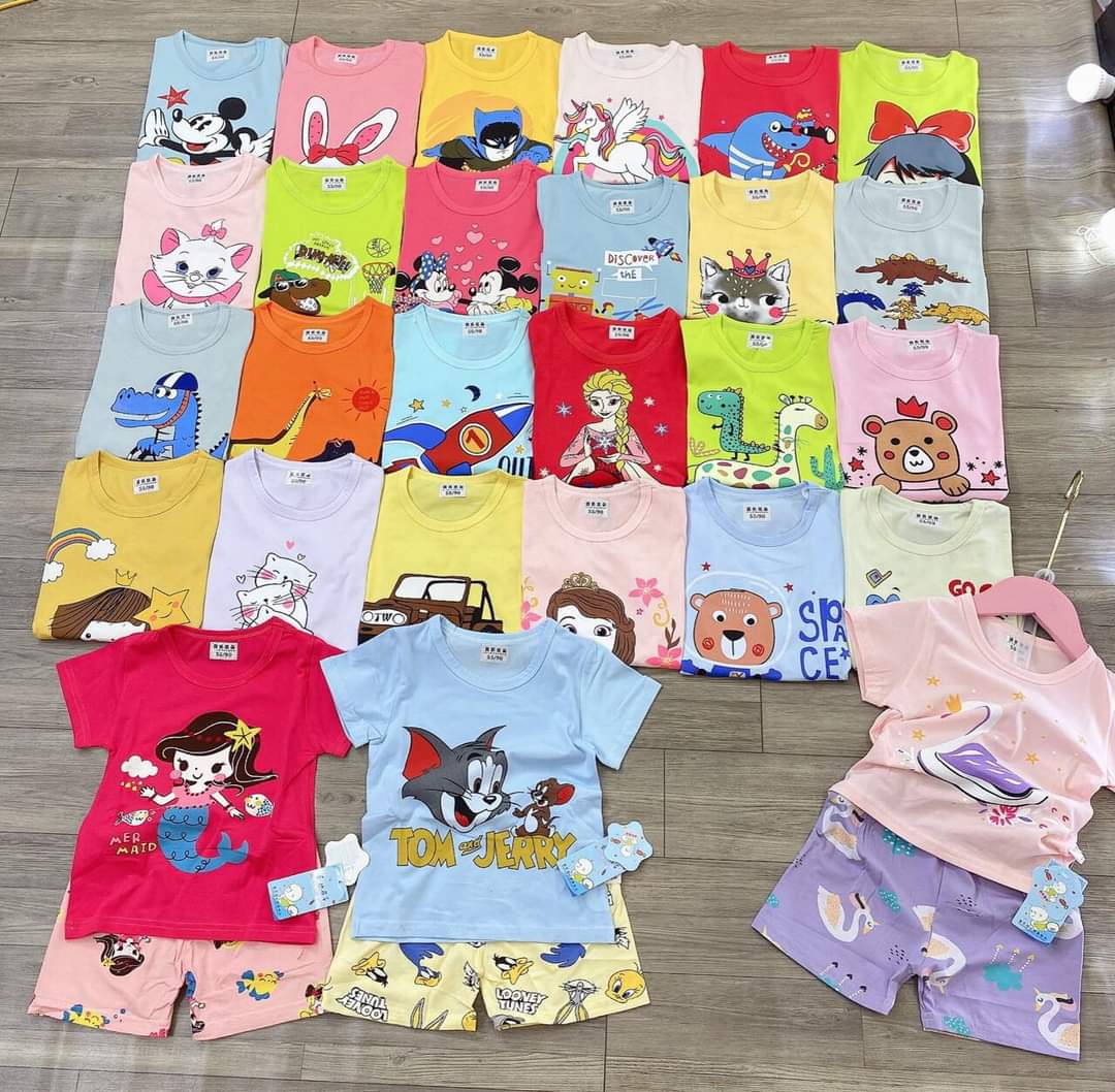 Combo 5 bộ cộc tay cotton quảng châu xuất hàn cho bé trai/ bé gái