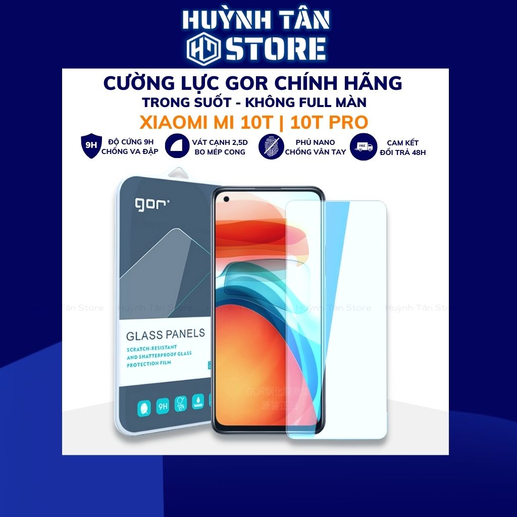 Kính cường lực mi 10t pro trong suốt không full màn chính hãng Gor phụ kiện điện thoại huỳnh tân store