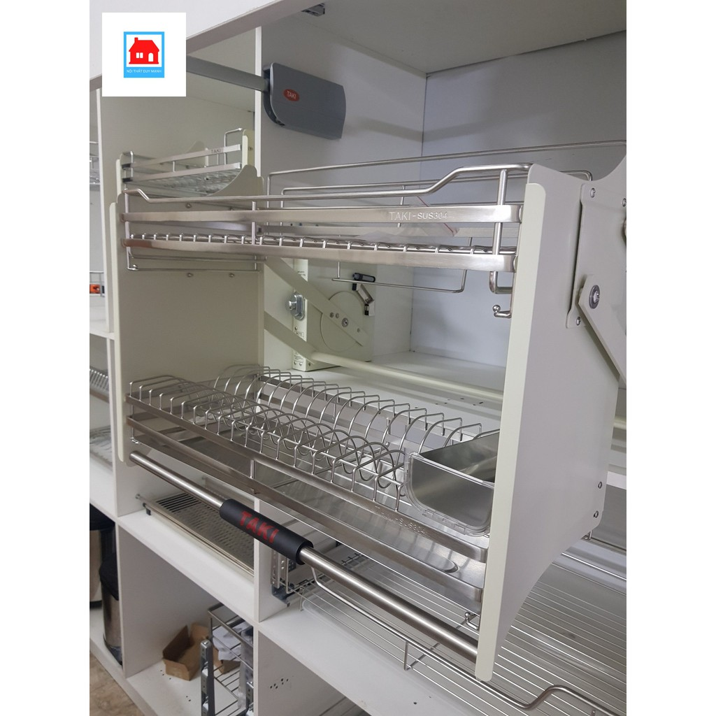 Giá Bát Đĩa Nâng Hạ Cao Cấp INOX 304 Chính Hãng ( Hỗ trợ lắp đặt ) Bảo Hành inox vĩnh viễn