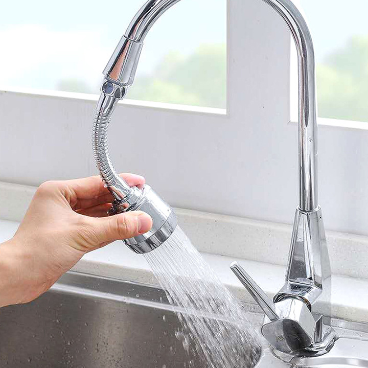 Đầu gắn vòi nước rửa chén xoay 360 độ inox điều chỉnh dòng chảy