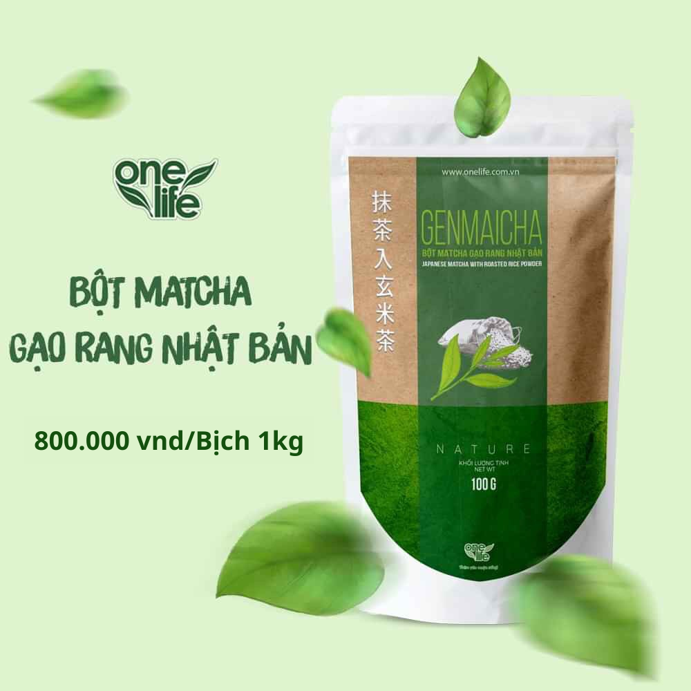 Nguyên Liệu Bột Genmaicha Trà Xanh Gạo Rang Nhật Bản Onelife