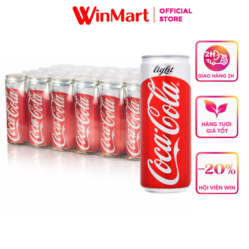 [Siêu thị WinMart] - Thùng 24 lon nước giải khát không đường Coca-Cola Light 330ml